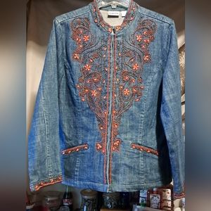 Women's beautifully beaded blue Denim Jacket.